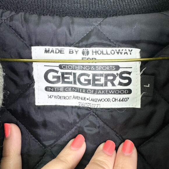 Holloway VINTAGE Grieger's Lakewood, OH wool leather varsity Bomber Jacket LARGE - Picture 5 of 6